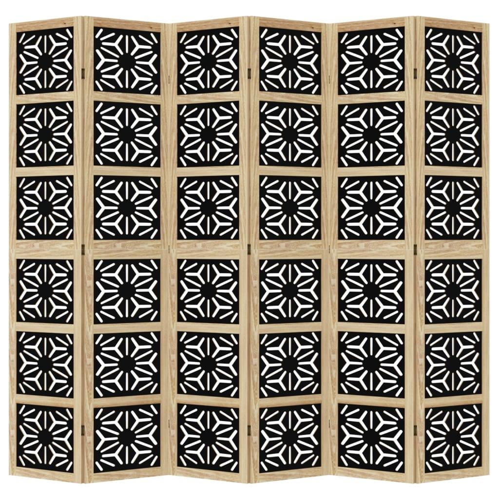 Biombo separador de 6 paneles madera maciza Paulownia