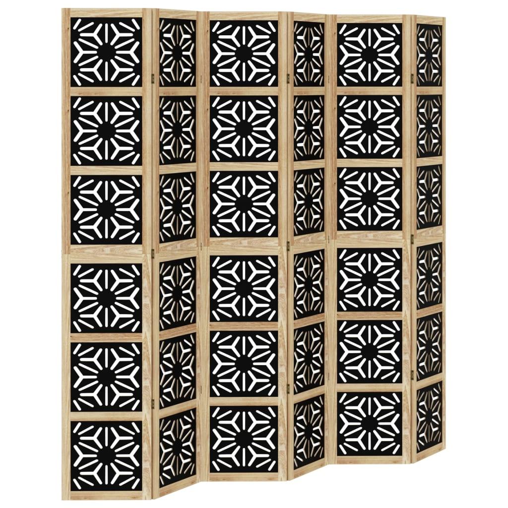 Biombo separador de 6 paneles madera maciza Paulownia