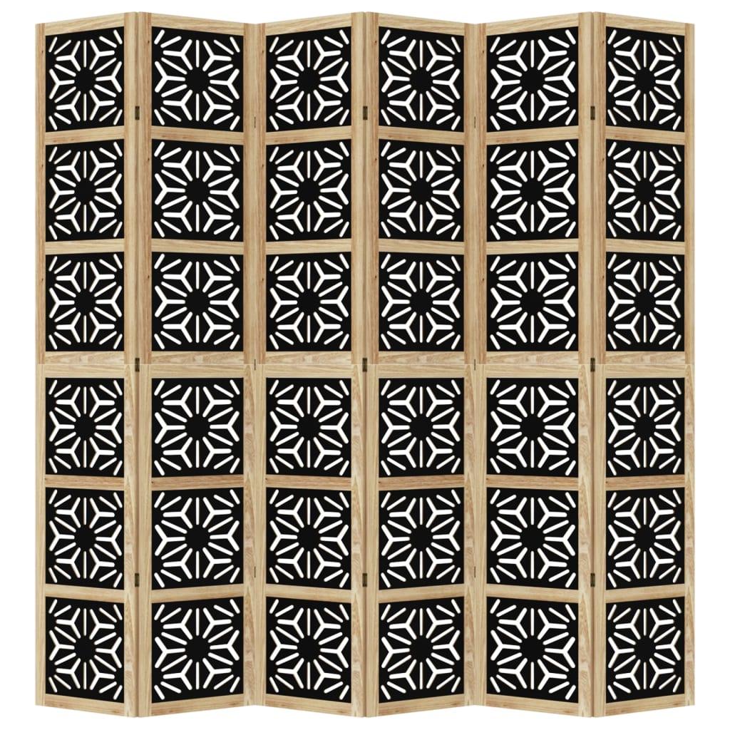 Biombo separador de 6 paneles madera maciza Paulownia