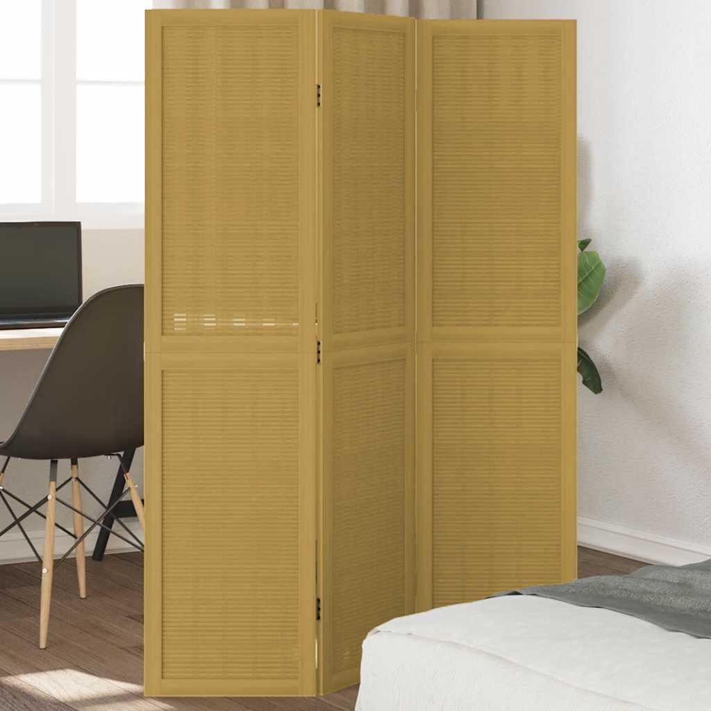 Biombo separador de 3 paneles madera maciza Paulownia