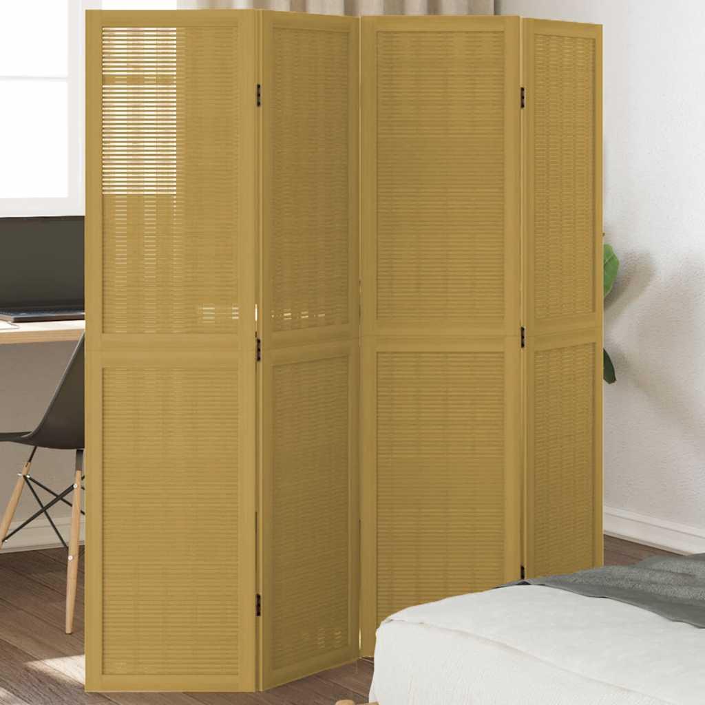 Biombo separador de 4 paneles madera maciza Paulownia blanco