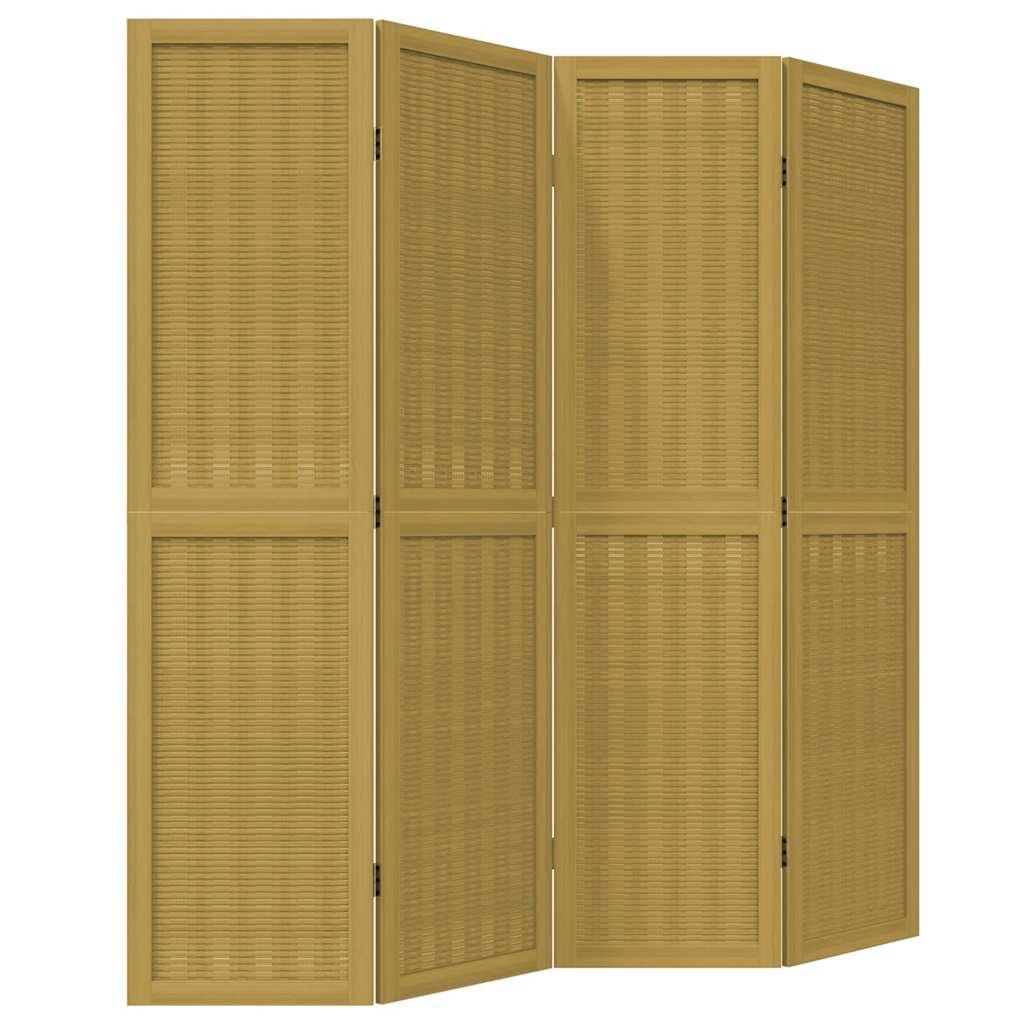 Biombo separador de 4 paneles madera maciza Paulownia blanco
