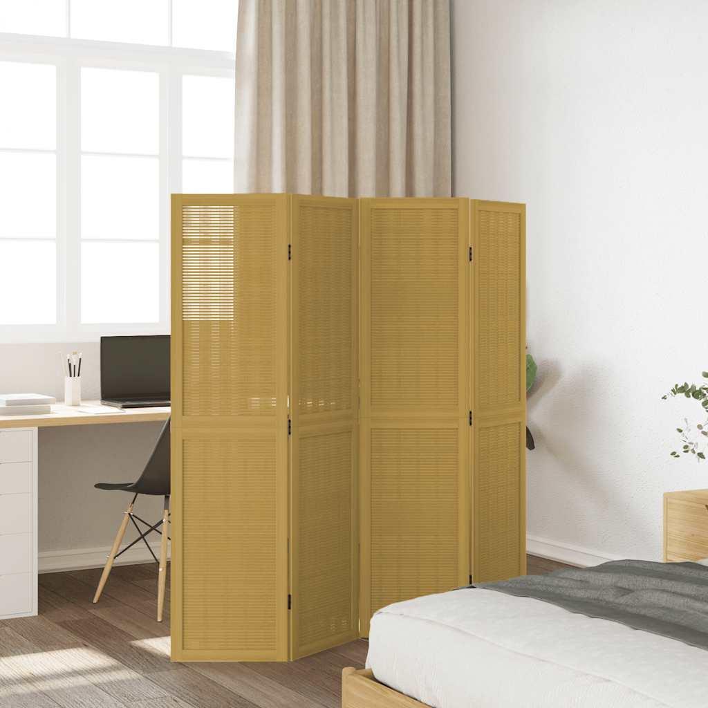 Biombo separador de 4 paneles madera maciza Paulownia blanco