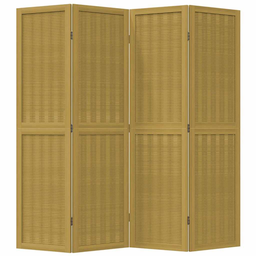 Biombo separador de 4 paneles madera maciza Paulownia blanco