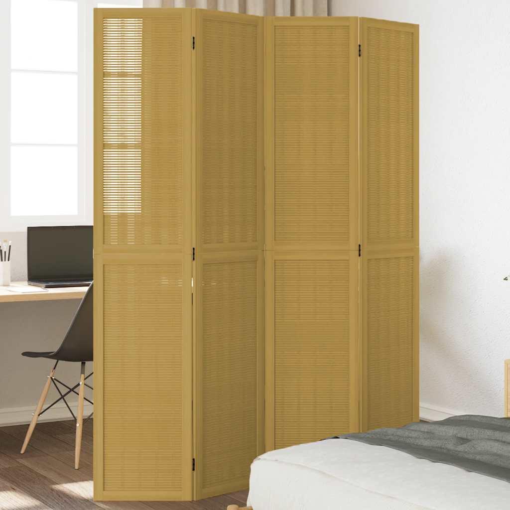 Biombo separador de 4 paneles madera maciza Paulownia