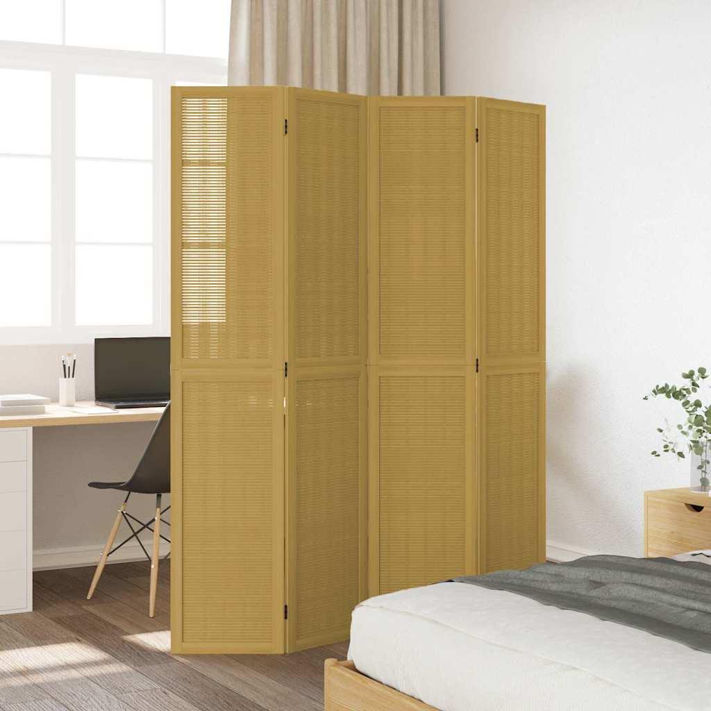 Biombo separador de 4 paneles madera maciza Paulownia