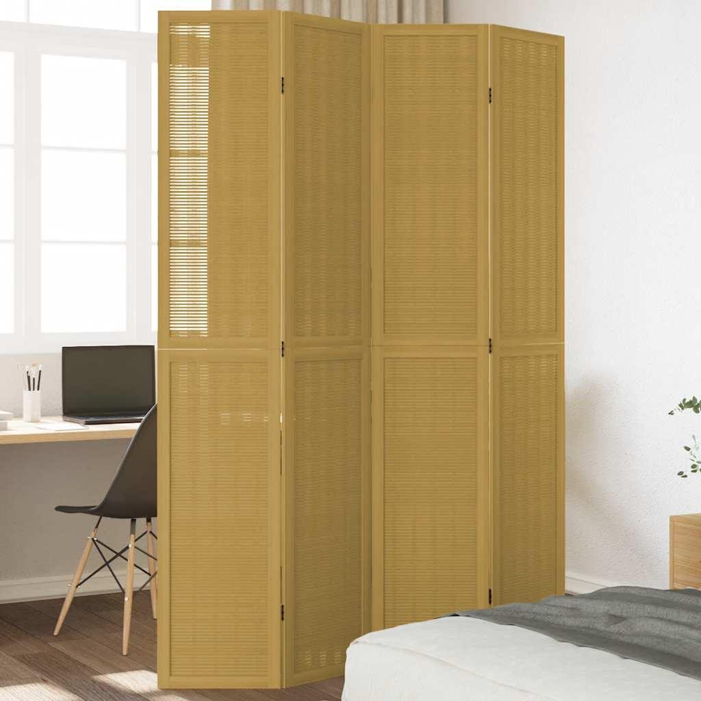 Biombo separador de 4 paneles madera maciza Paulownia