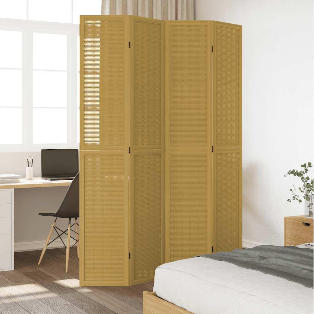 Biombo separador de 4 paneles madera maciza Paulownia
