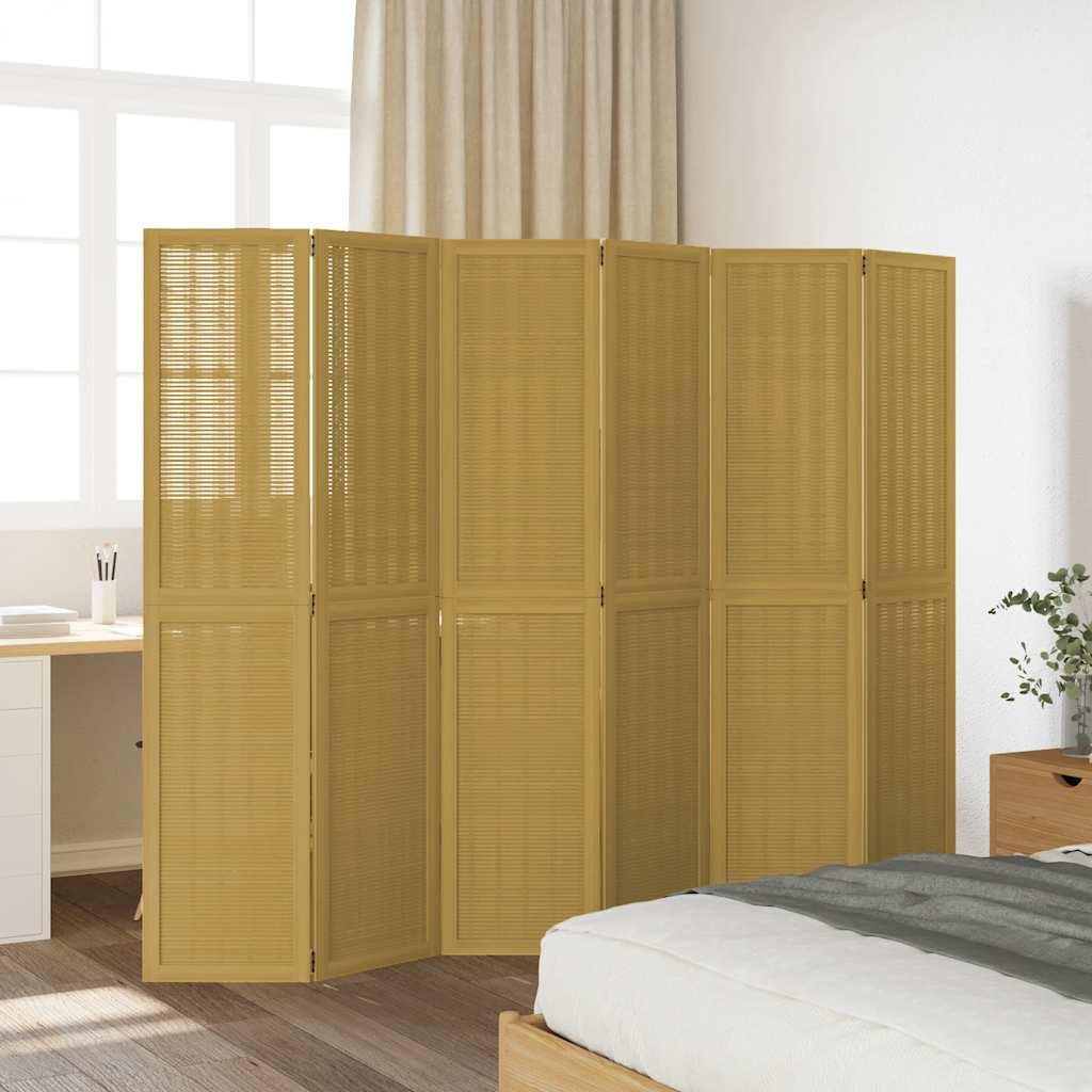 Biombo separador de 6 paneles madera maciza Paulownia