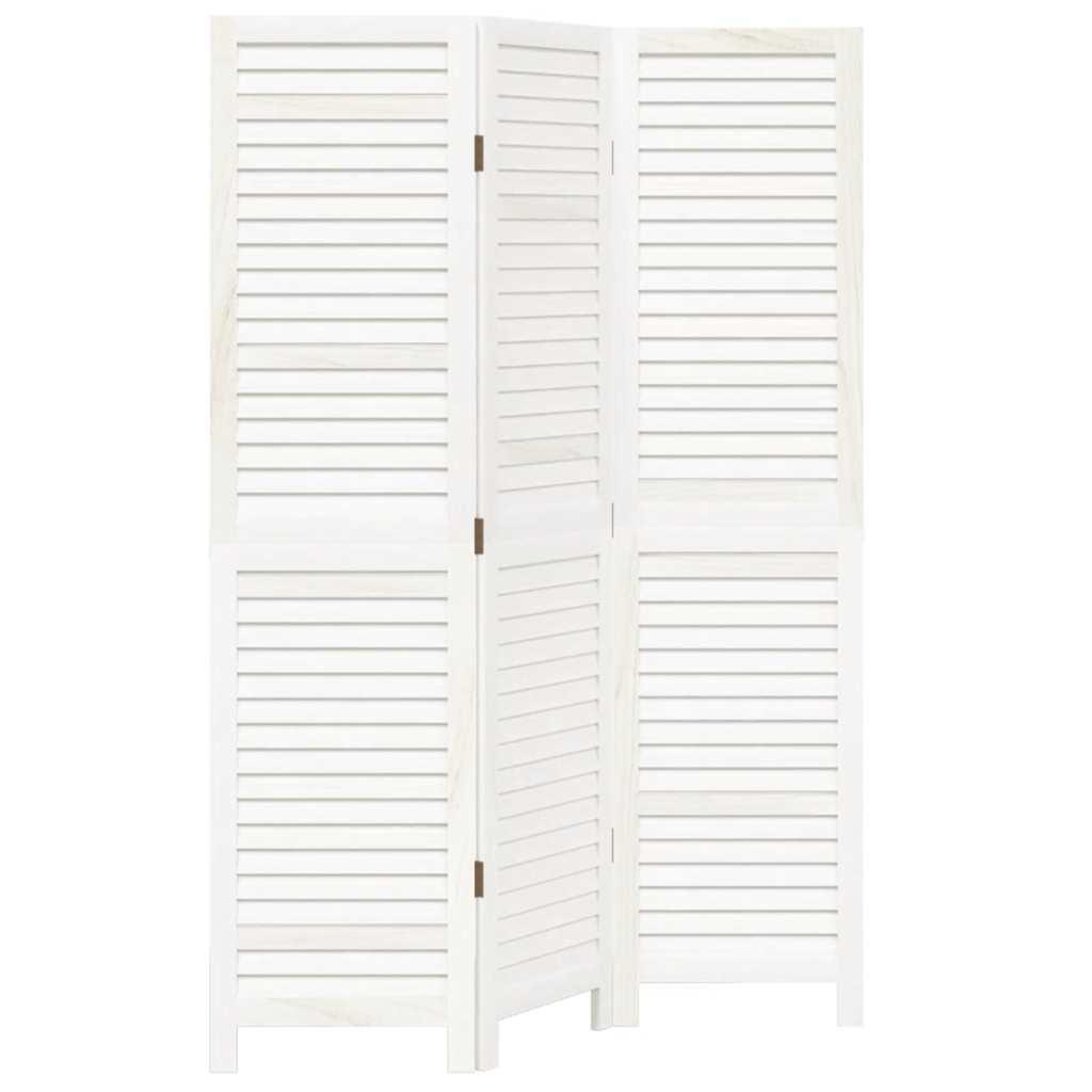 Biombo separador de 3 paneles madera maciza Paulownia blanco retro