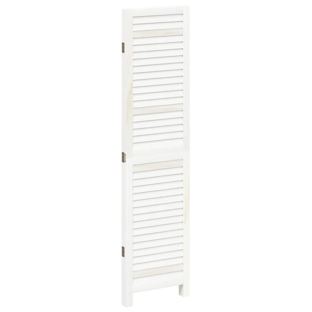 Biombo separador de 3 paneles madera maciza Paulownia blanco retro
