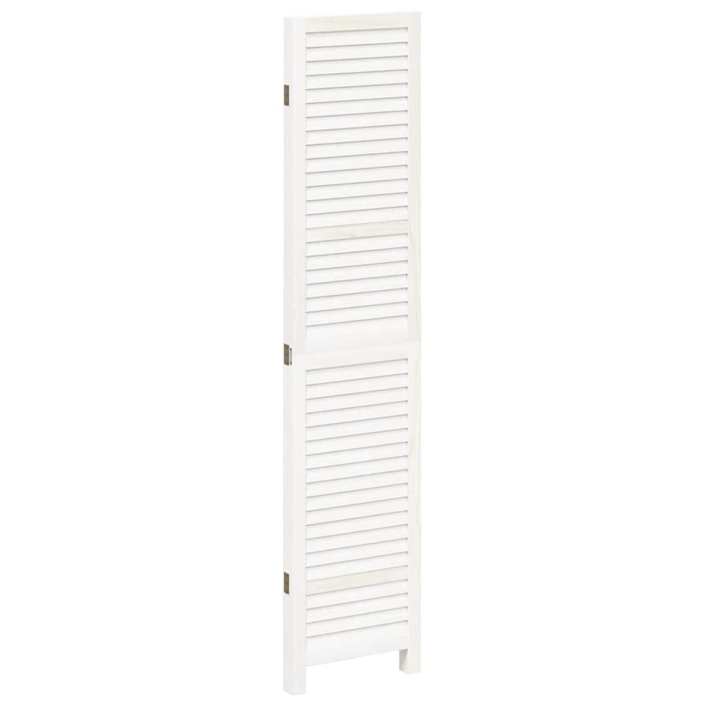 Biombo separador de 3 paneles madera maciza Paulownia blanco retro