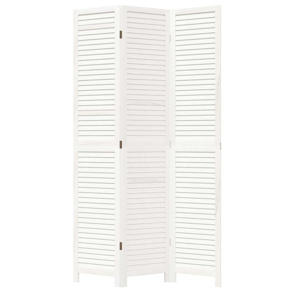 Biombo separador de 3 paneles madera maciza Paulownia blanco retro