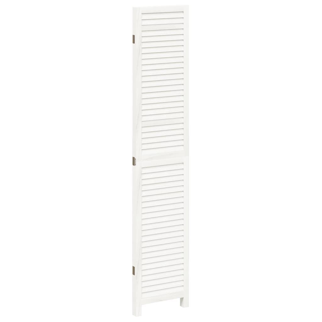 Biombo separador de 3 paneles madera maciza Paulownia blanco retro