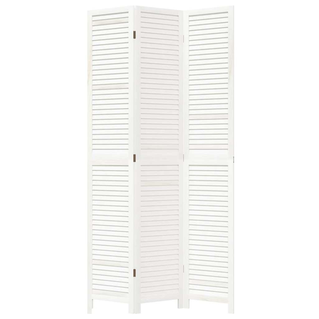 Biombo separador de 3 paneles madera maciza Paulownia blanco retro