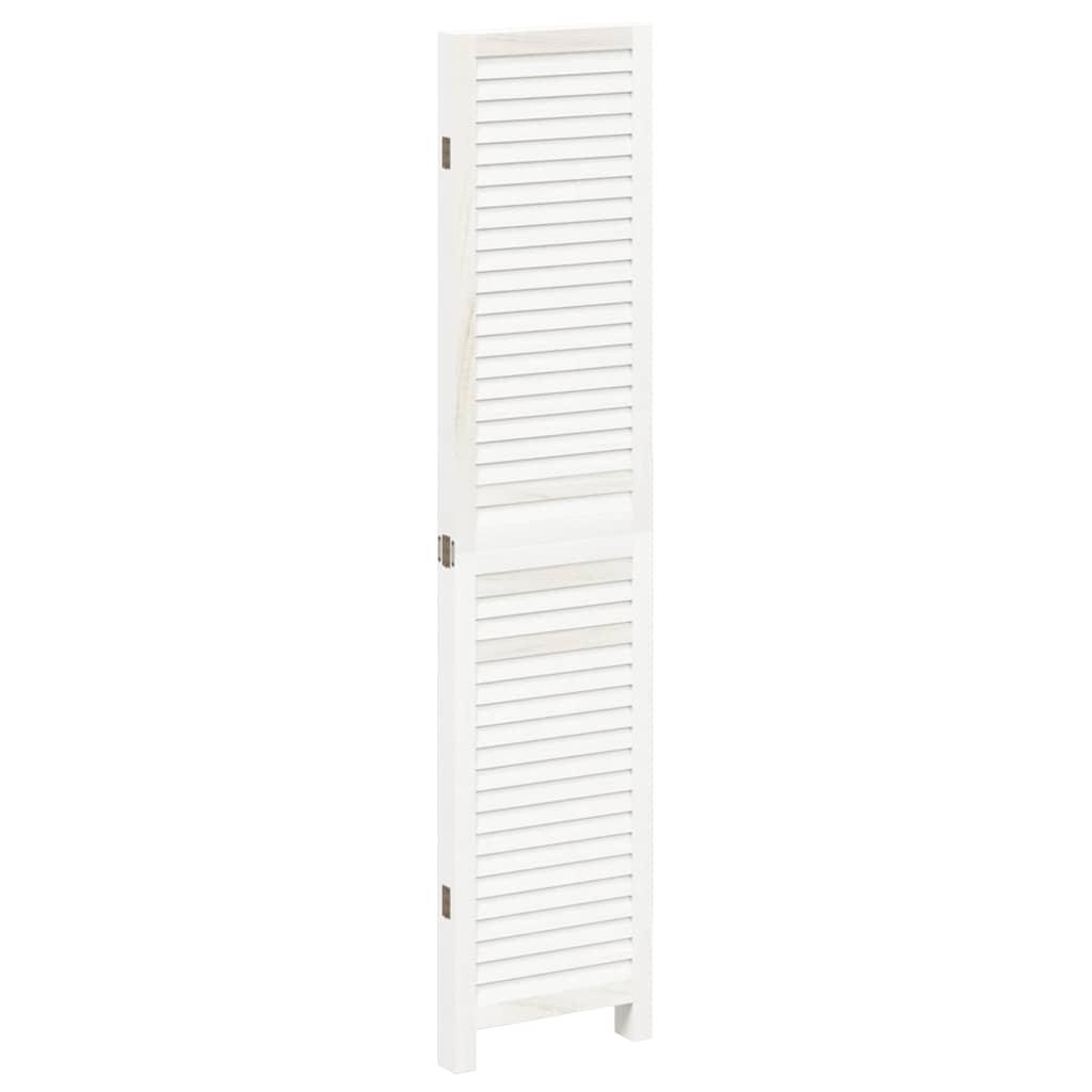 Biombo separador de 4 paneles madera maciza Paulownia blanco retro