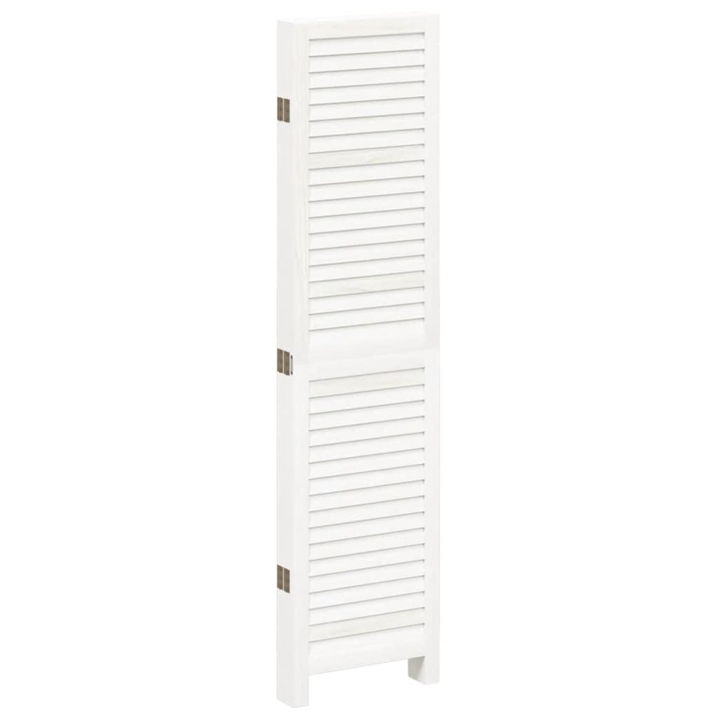 Biombo separador de 5 paneles madera maciza Paulownia blanco retro