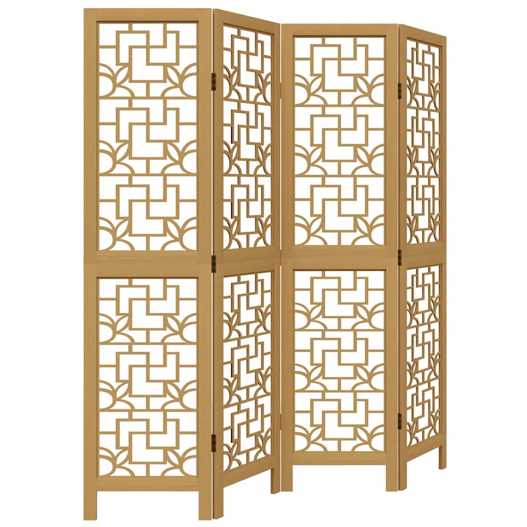Biombo separador de 4 paneles madera maciza Paulownia