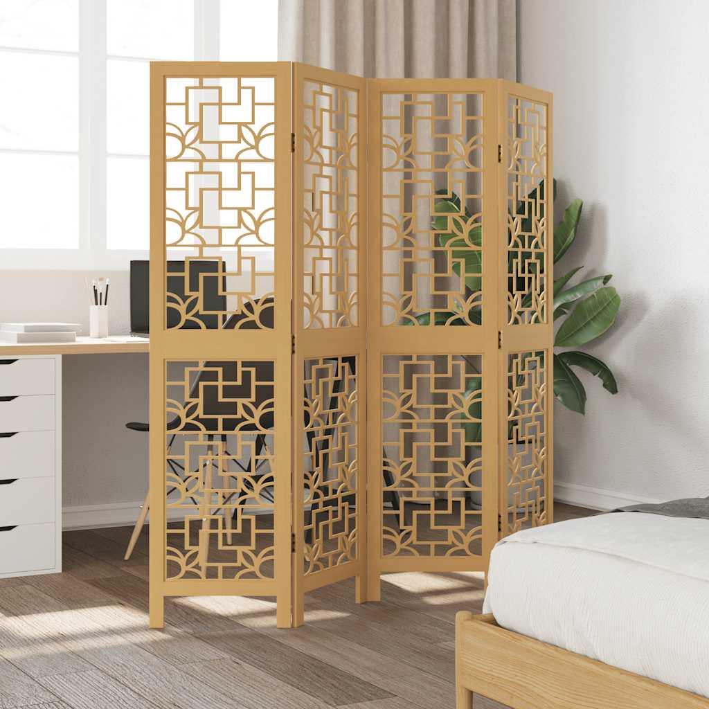 Biombo separador de 4 paneles madera maciza Paulownia