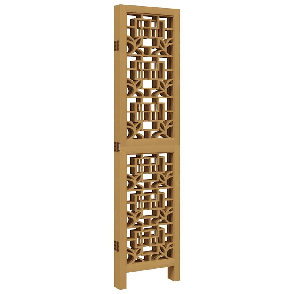 Biombo separador 5 paneles madera maciza Paulownia marrón negro