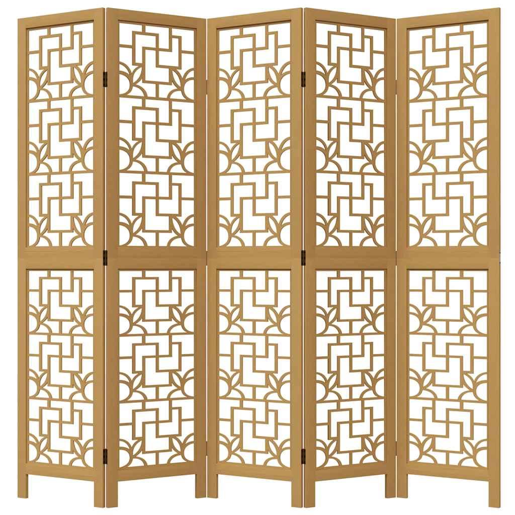 Biombo separador de 5 paneles madera maciza Paulownia