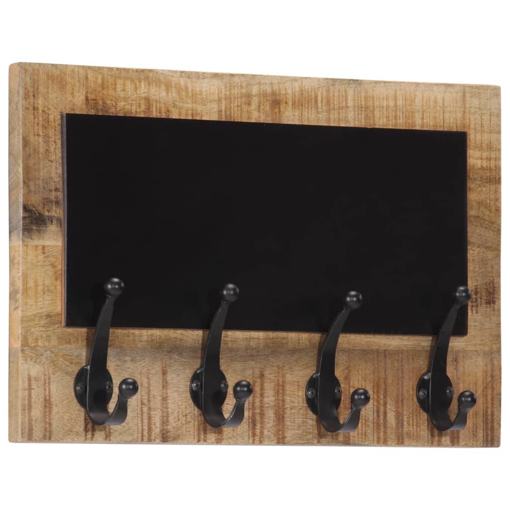 Percheros de pared con 4 ganchos 2 uds madera maciza de mango