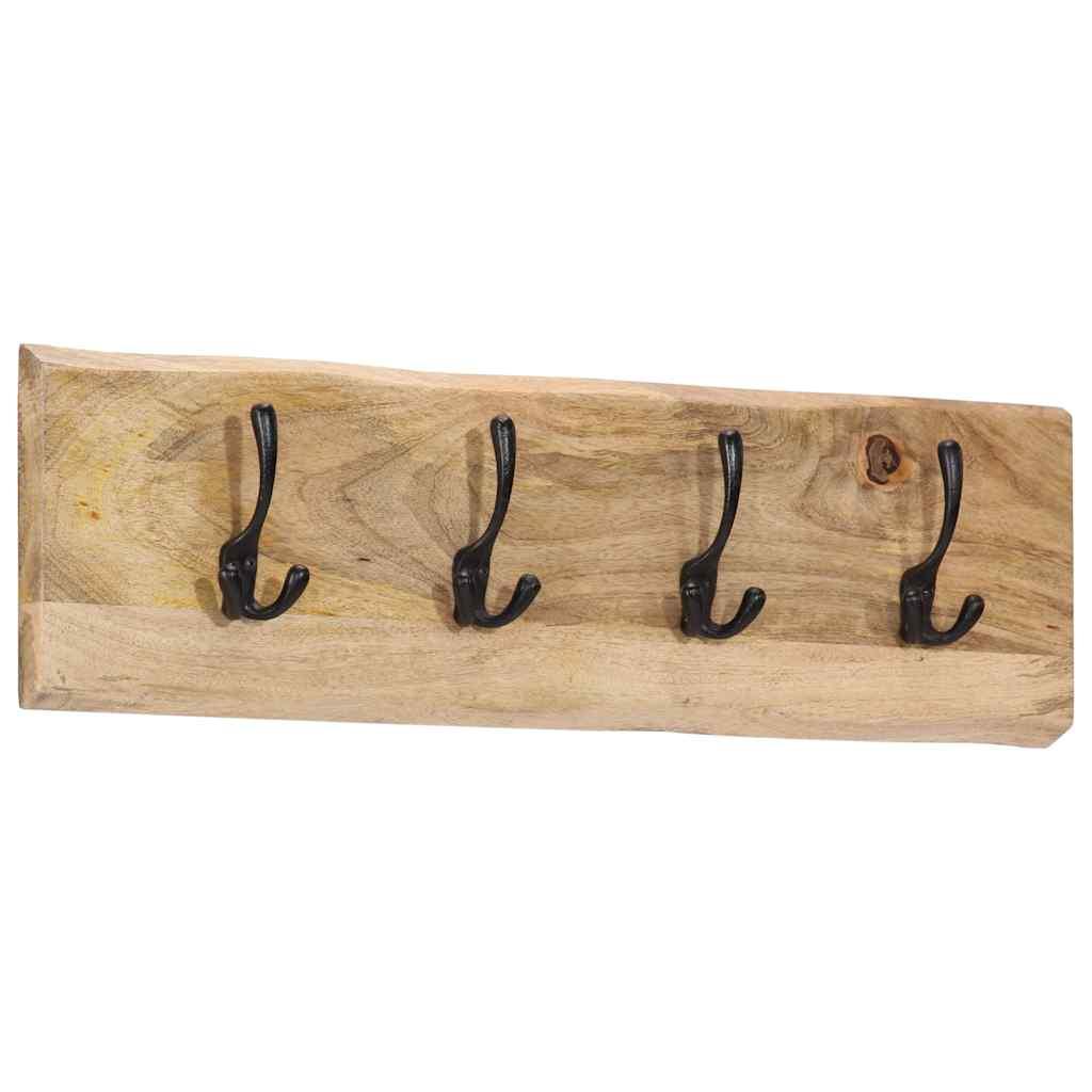 Perchero de pared con 4 ganchos madera maciza de mango