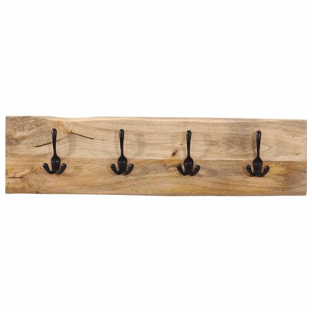 Perchero de pared con 4 ganchos madera maciza de mango