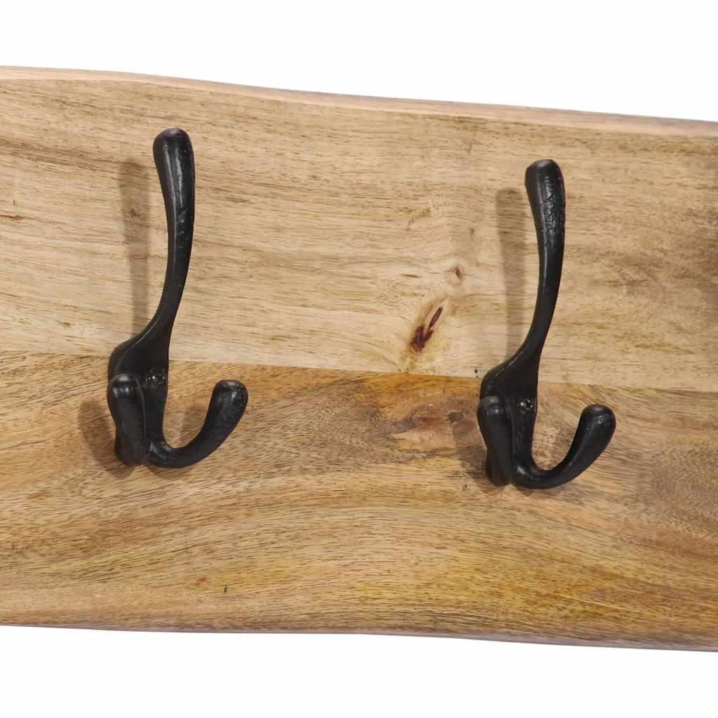 Perchero de pared con 4 ganchos madera maciza de mango