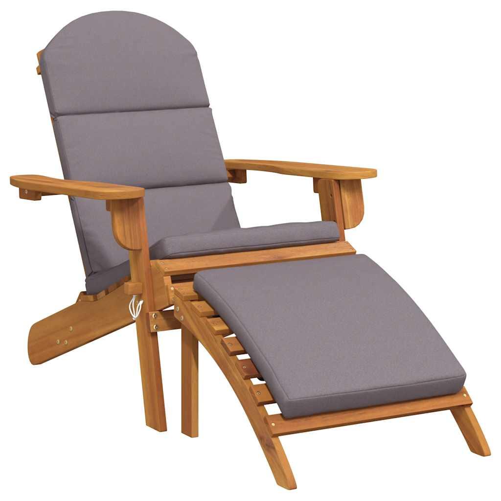 Silla de jardín Adirondack con reposapiés madera maciza acacia