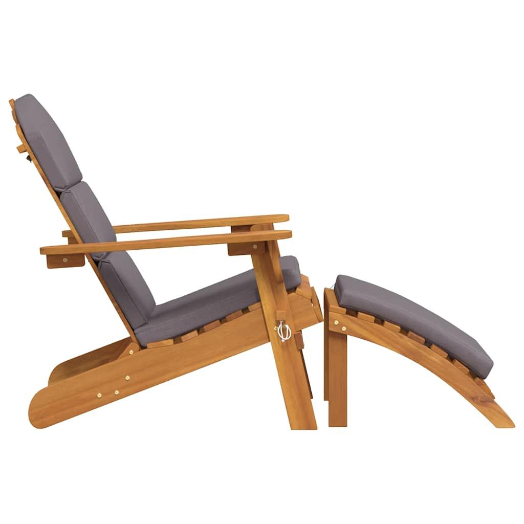 Silla de jardín Adirondack con reposapiés madera maciza acacia
