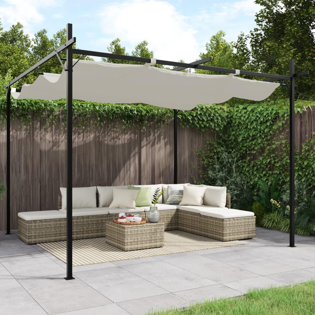 Pérgola con cubierta retráctil gris antracita 295x292x230 cm