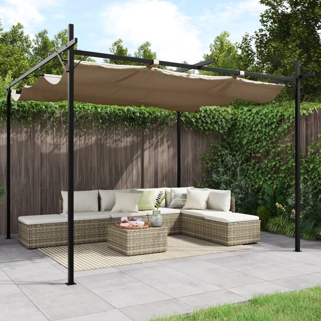 Pérgola con cubierta retráctil gris antracita 295x292x230 cm
