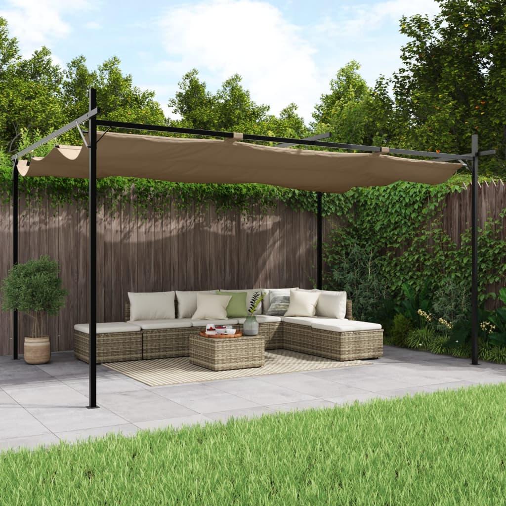Pérgola con cubierta retráctil gris antracita 295x292x230 cm