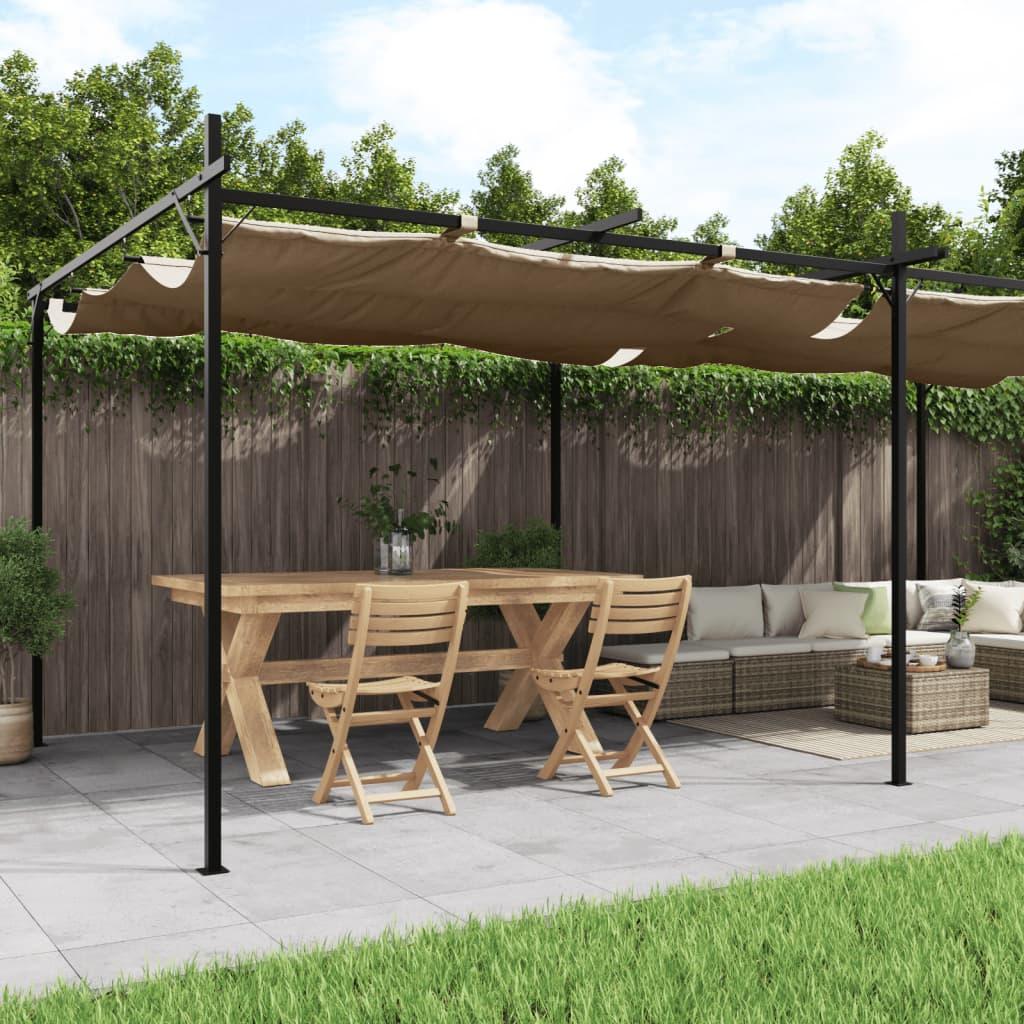 Pérgola con cubierta retráctil gris antracita 589x292x230 cm