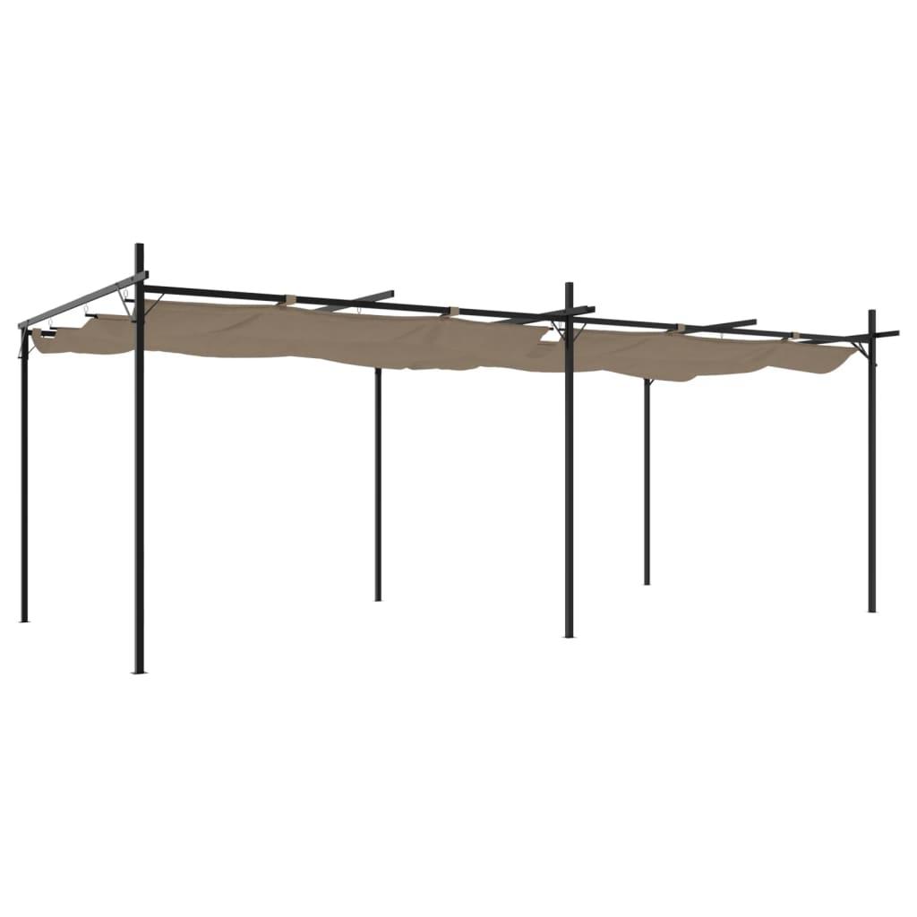 Pérgola con cubierta retráctil gris antracita 589x292x230 cm