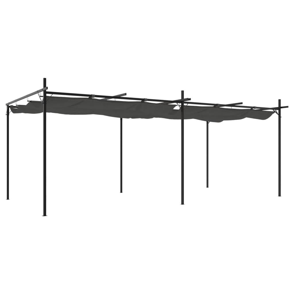 Pérgola con cubierta retráctil gris antracita 589x292x230 cm