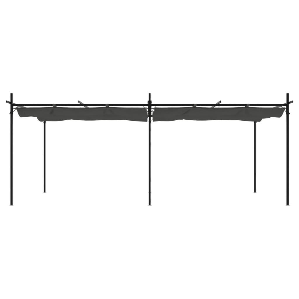 Pérgola con cubierta retráctil gris antracita 589x292x230 cm