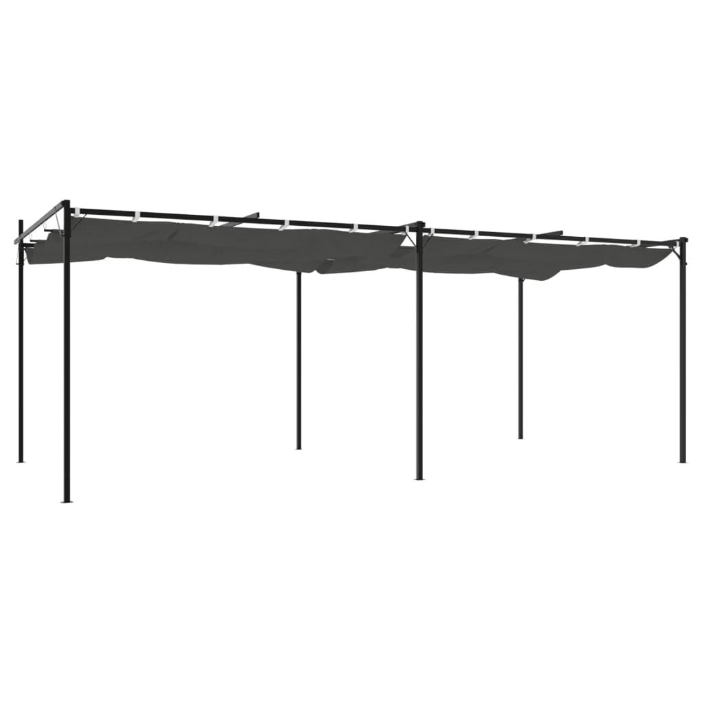 Pérgola con cubierta retráctil gris antracita 589x292x230 cm