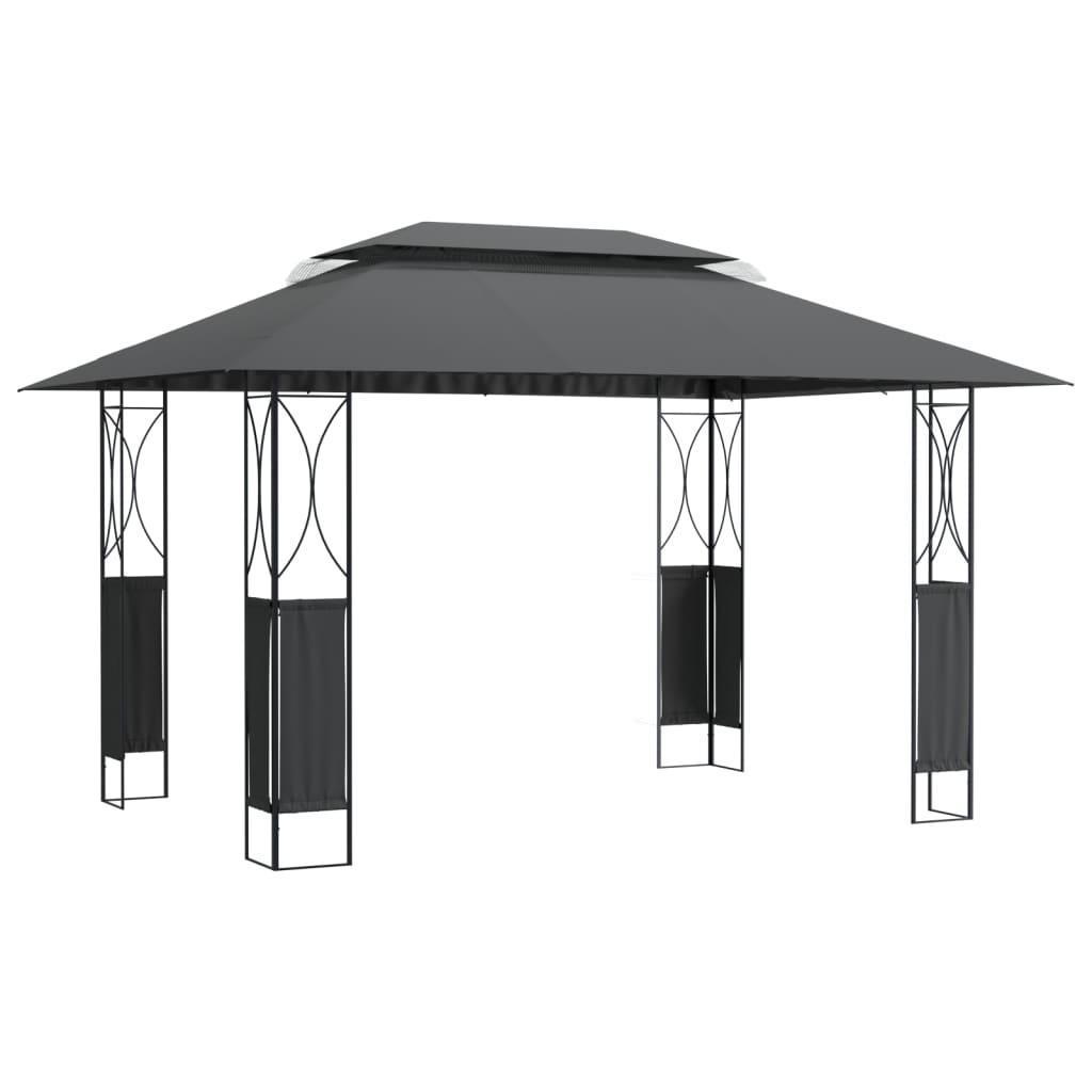 Cenador con tejado acero gris antracita 400x300x270 cm