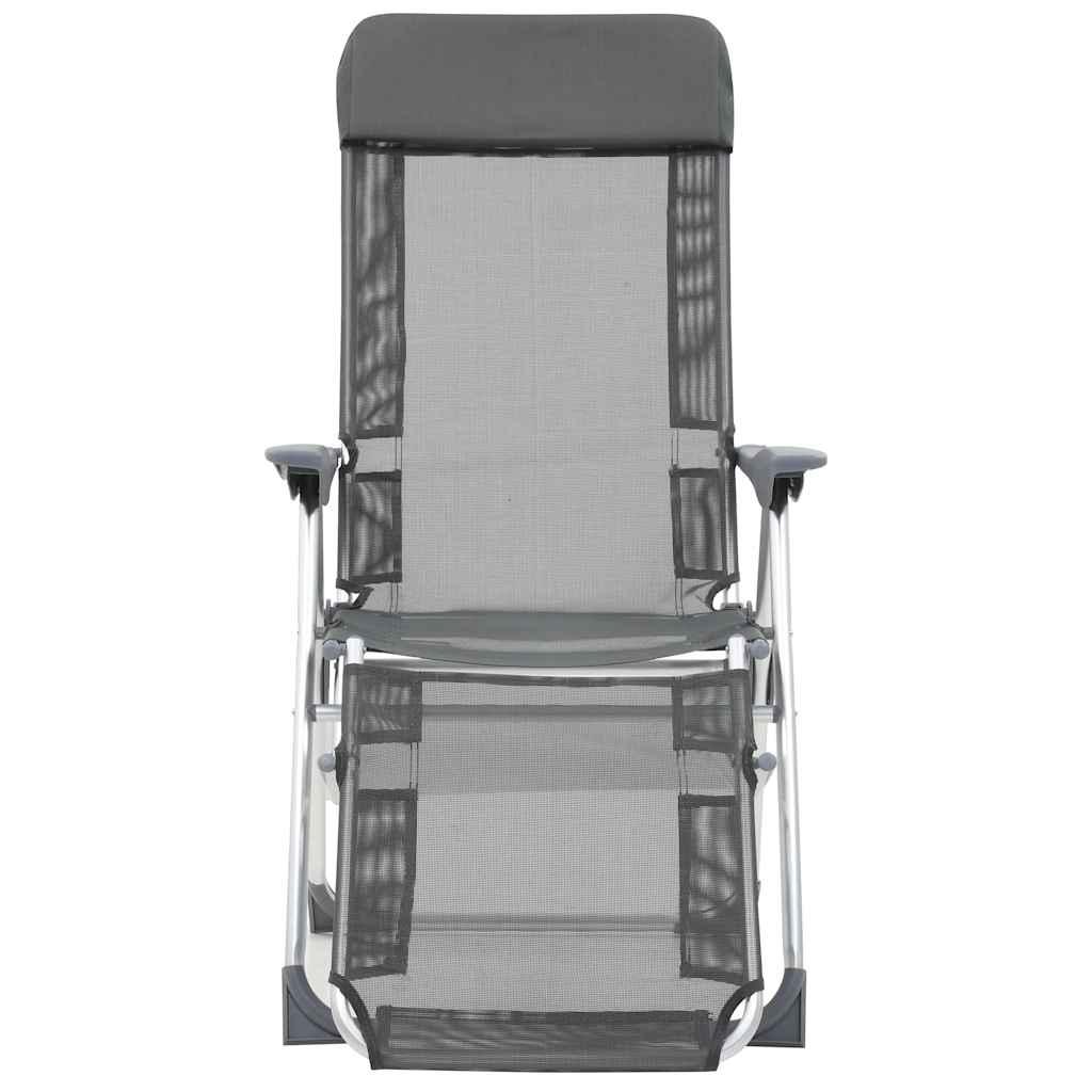 Sillas de camping plegables con reposapiés 2 uds textilene gris