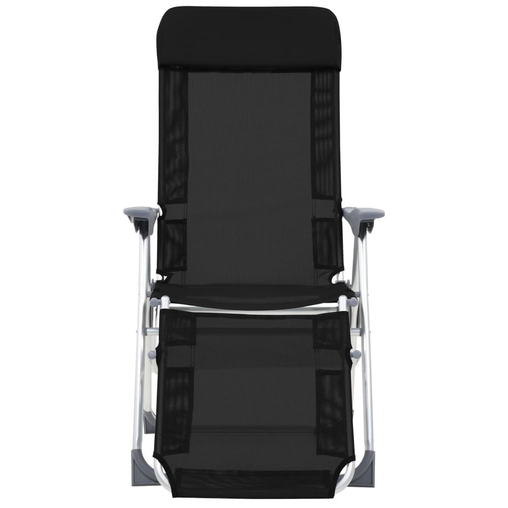 Sillas de camping plegables con reposapiés 2 uds textilene gris