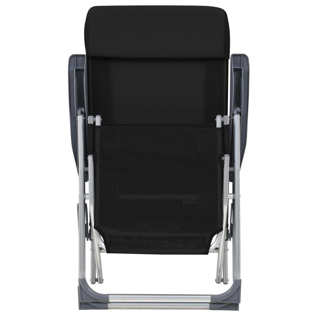 Sillas de camping plegables con reposapiés 2 uds textilene gris