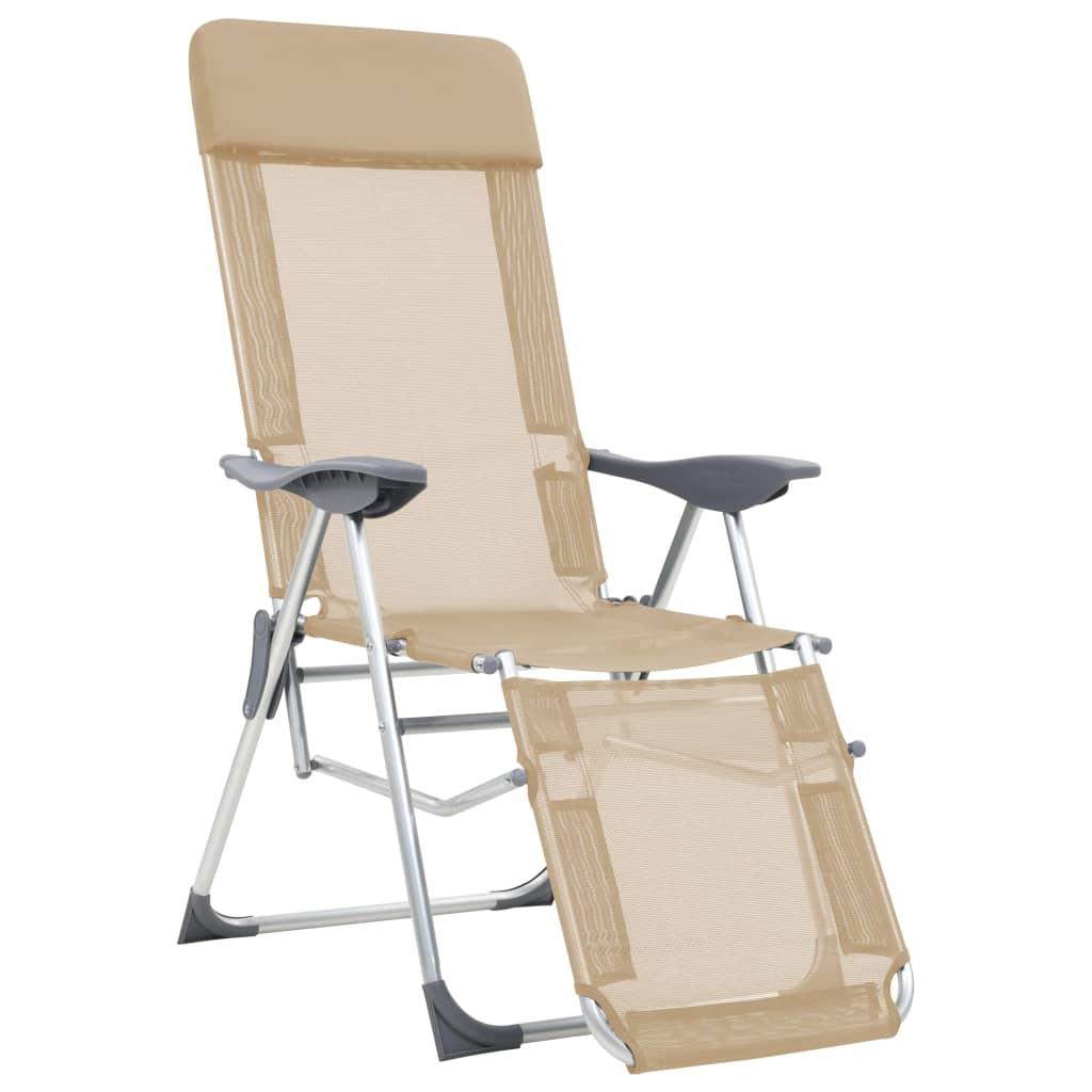 Sillas de camping plegables con reposapiés 2 uds textilene gris