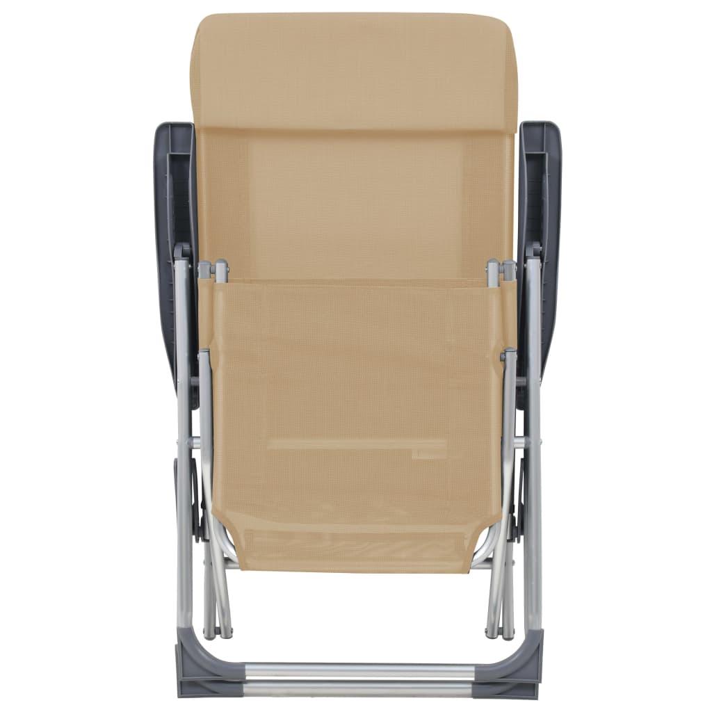 Sillas de camping plegables con reposapiés 2 uds textilene gris