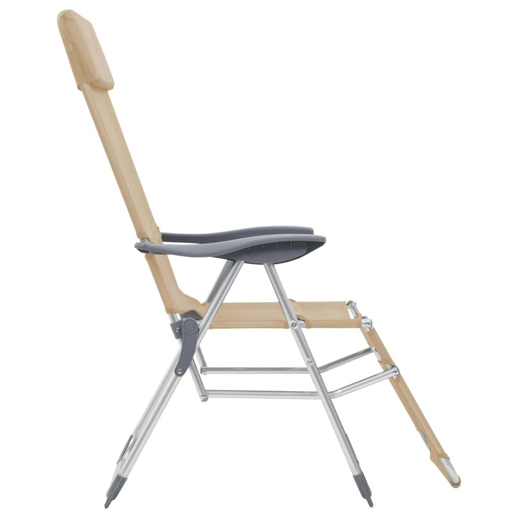 Sillas de camping plegables con reposapiés 2 uds textilene gris