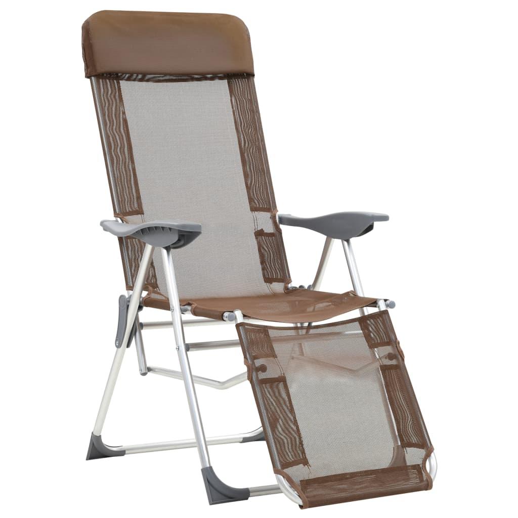 Sillas de camping plegables con reposapiés 2 uds textilene gris