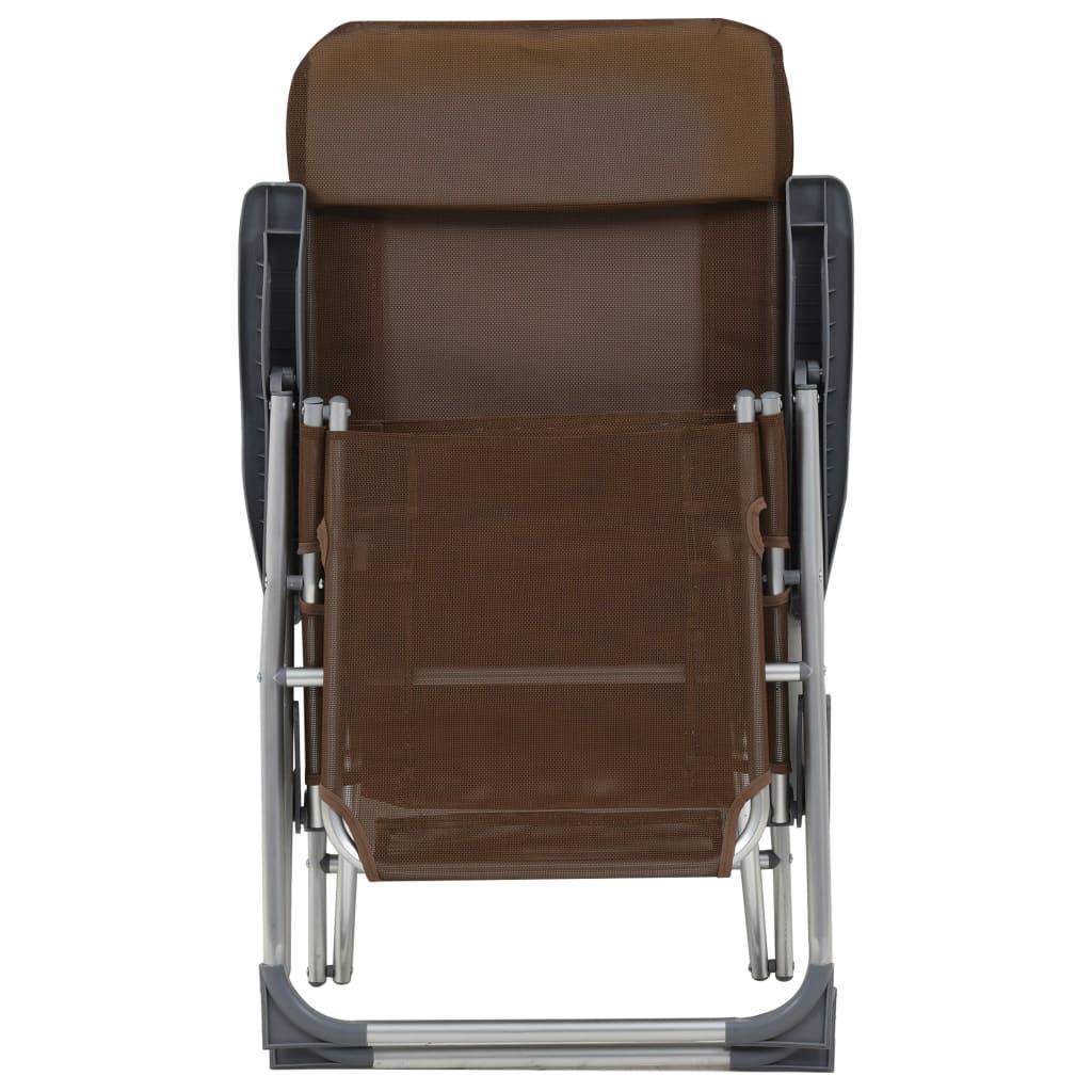 Sillas de camping plegables con reposapiés 2 uds textilene gris