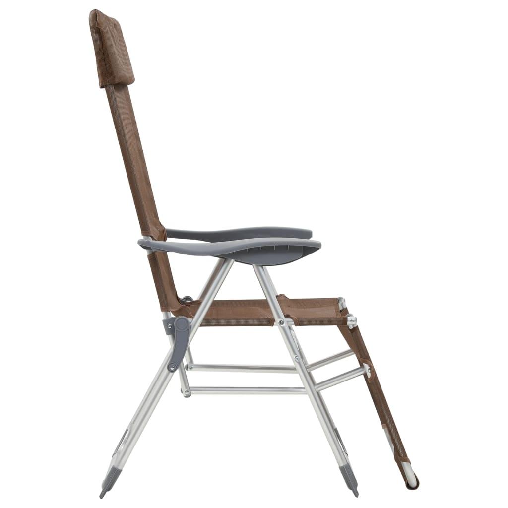 Sillas de camping plegables con reposapiés 2 uds textilene gris
