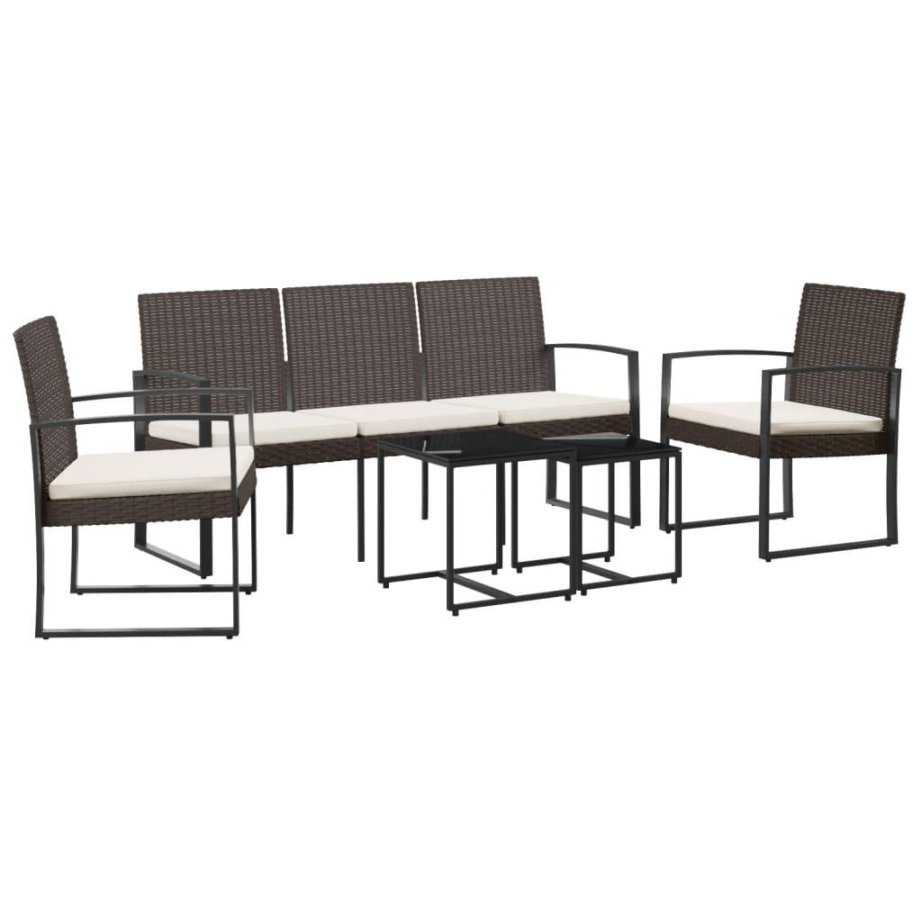 Set comedor de jardín 5 pzas con cojines PP aspecto ratán negro
